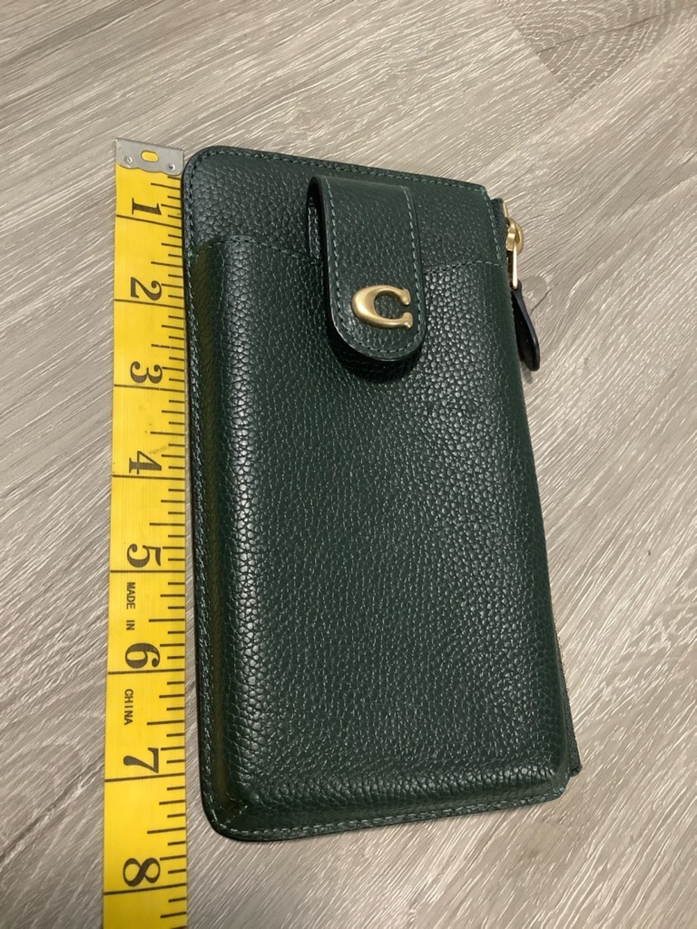 Coach essentials polished pebbled leather phone wallet dark green - Picture 7 of 8
